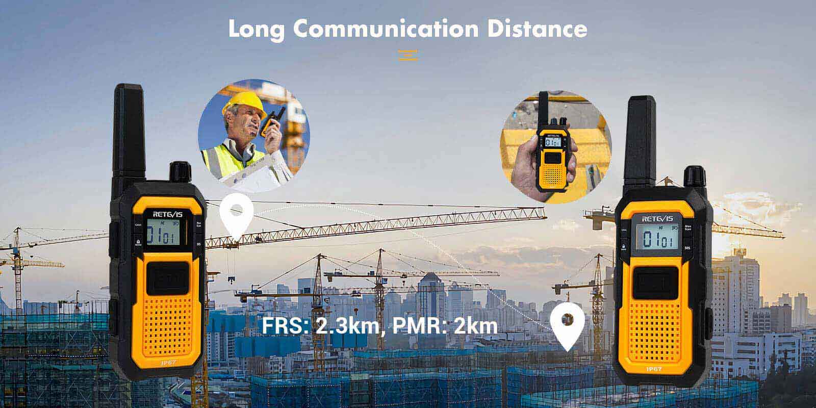 Retevis RB648 two-way radio with call vibration on noisy site
