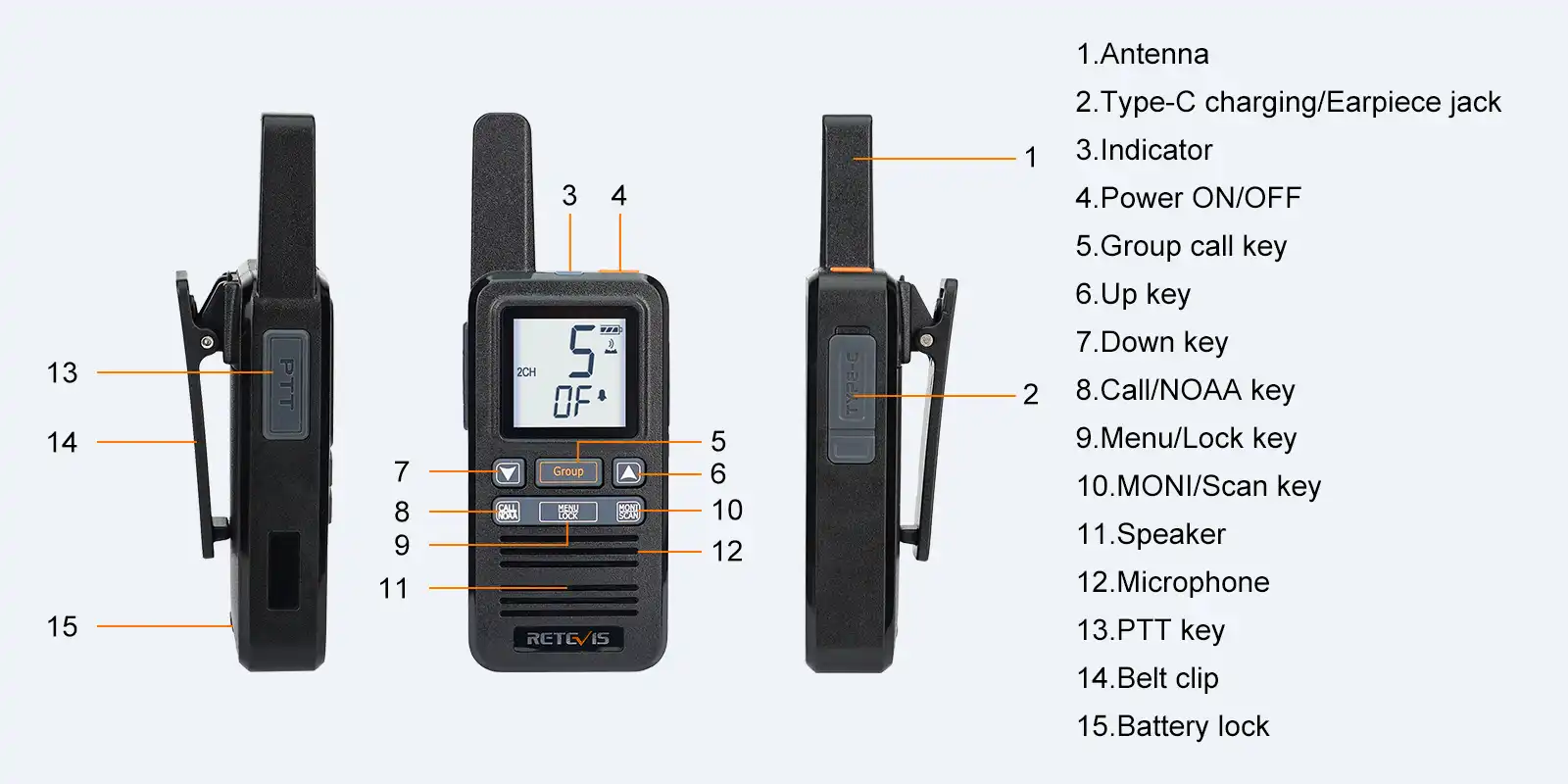 Retevis-RB67-FRS-NOAA-Weather-Radio-Keys-and-Knobs Retevis-RB67-FRS-NOAA-Weather-Radio-Keys-and-Knobs
