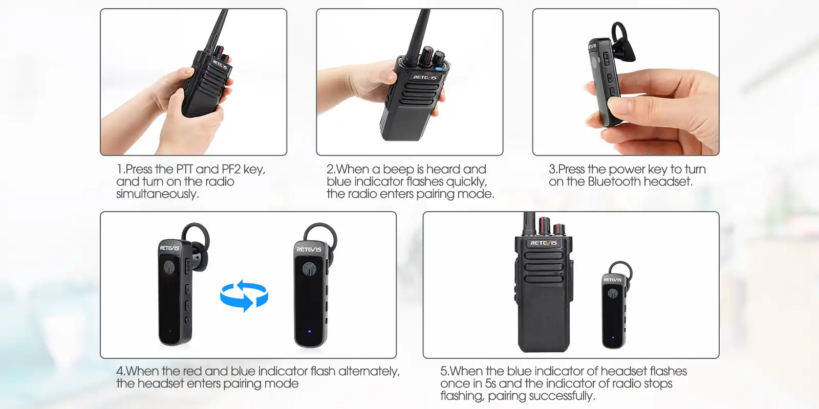 How-to-connect-Retevis-RT29D-UHF-High-Power-DMR-Radio-to-a-Bluetooth-Headset Steps to connect RT29D with bluetooth headsets