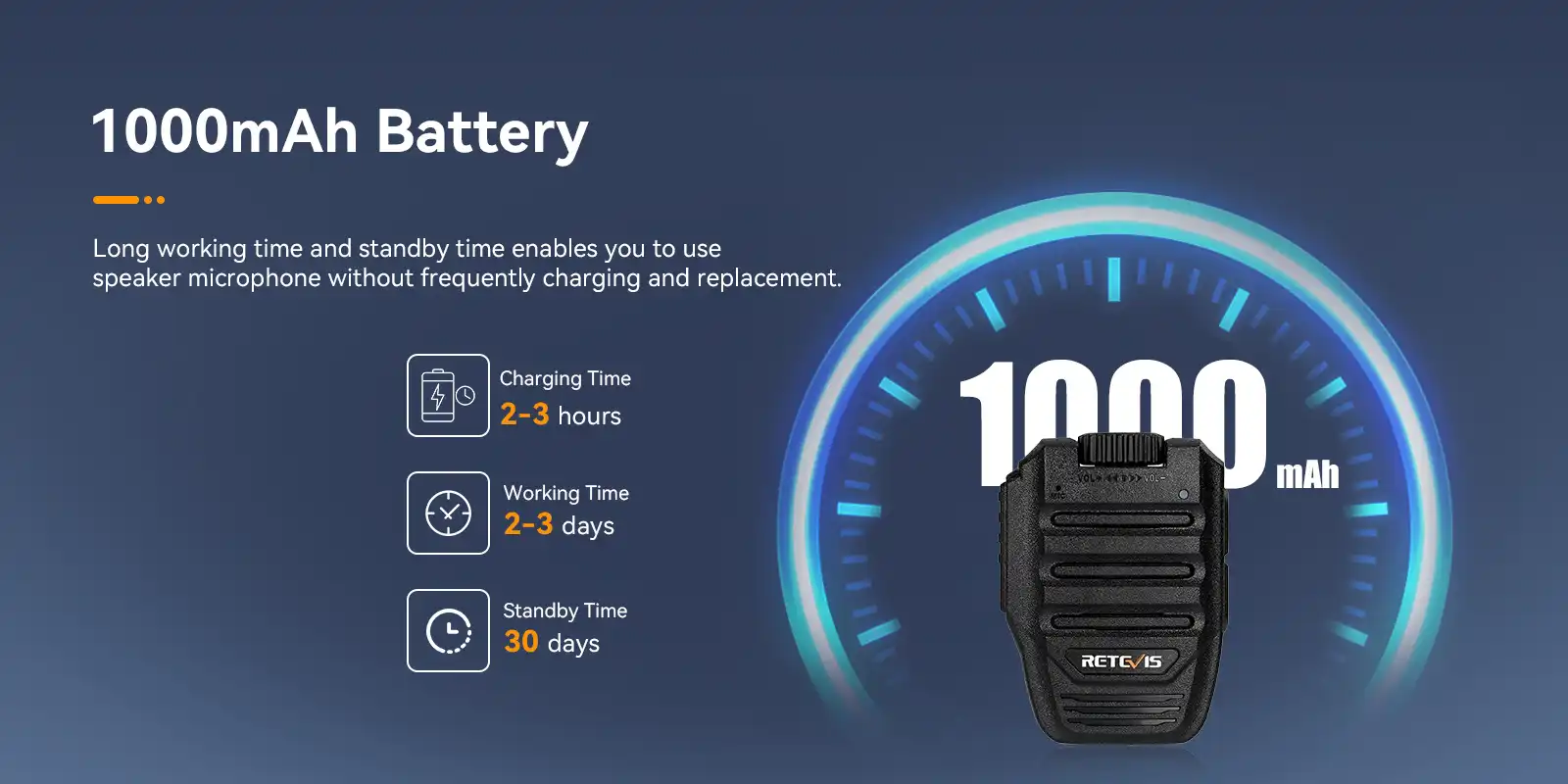 Retevis-HWN001-bluetooth-wireless-remote-speaker-mic-1000mah-battery