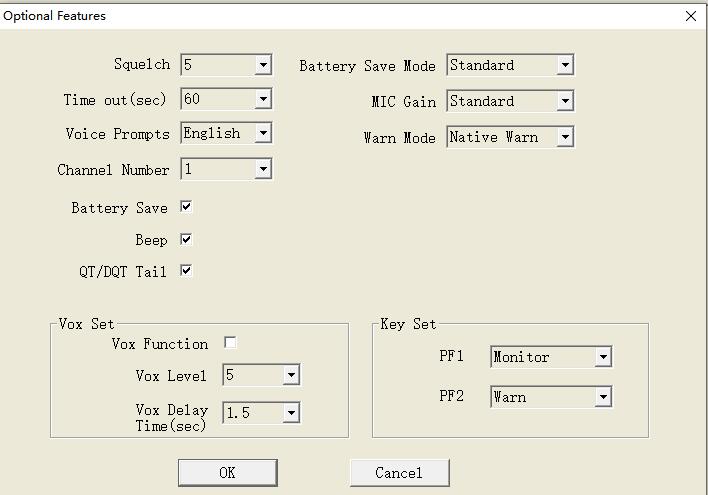 Functions to program on RB23 gmrs radio software