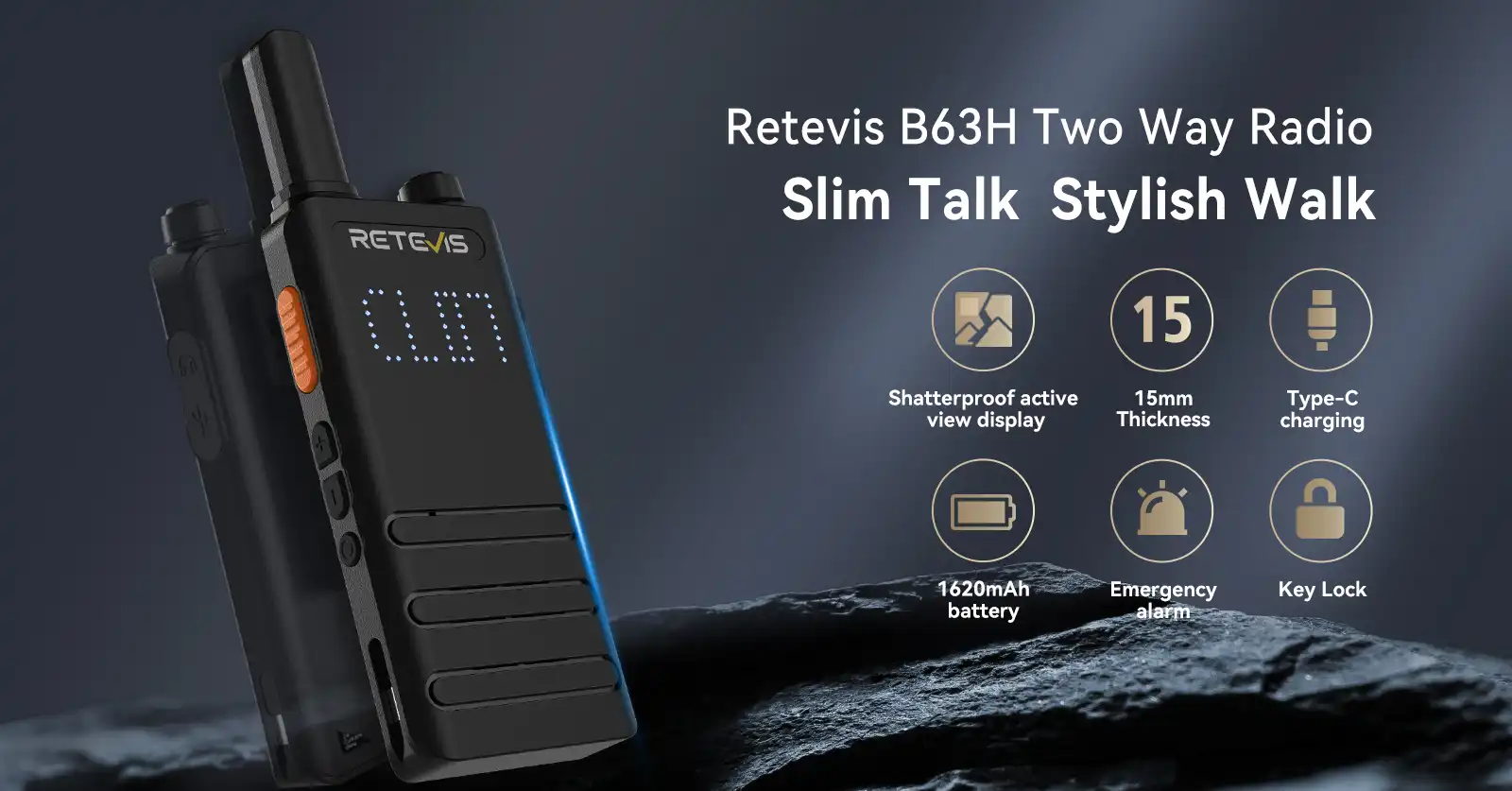 Retevis-B63H-PMR446-portable-ultra-slim-two-way-radio-with-hidden-display