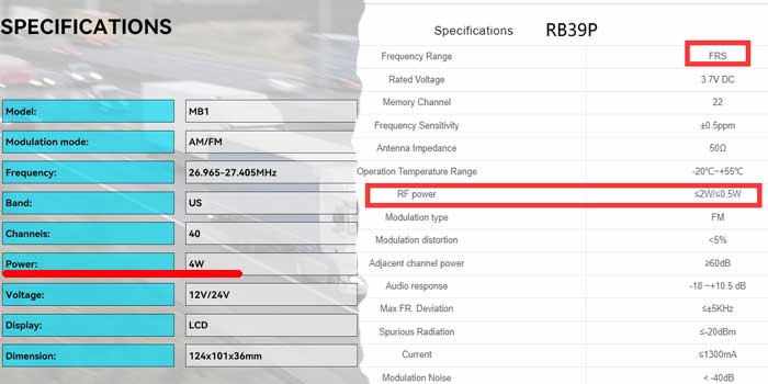 Radios below 2W do not require FCC certification - radios above 2W require FCC certification retevis-Power-size