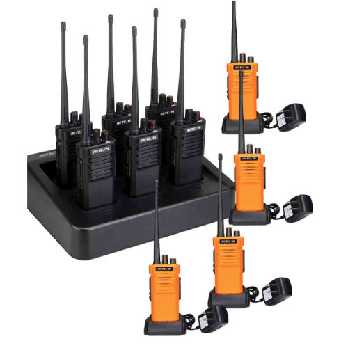 Retevis RT29 Orange and RT29 Waterproof Radio Black with Six-Way-Charger