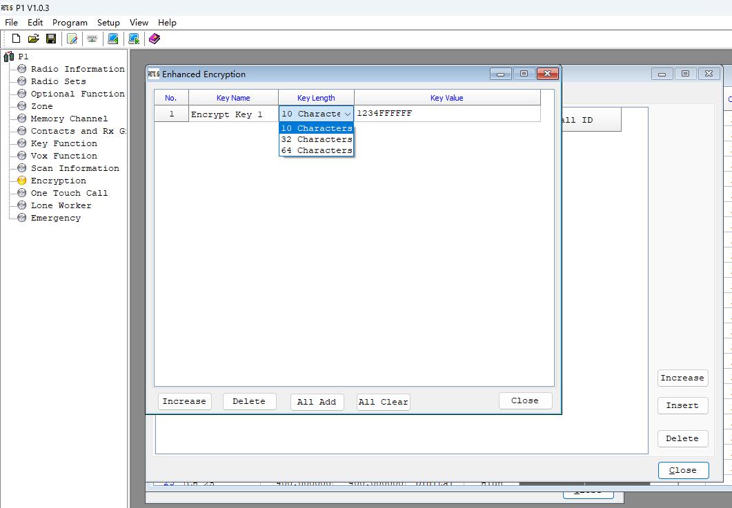 retevis P1 encryption set P1 encryption function