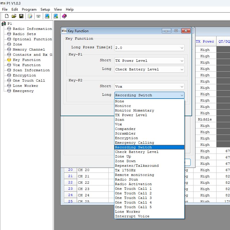 set side key function retevis p1 side key function