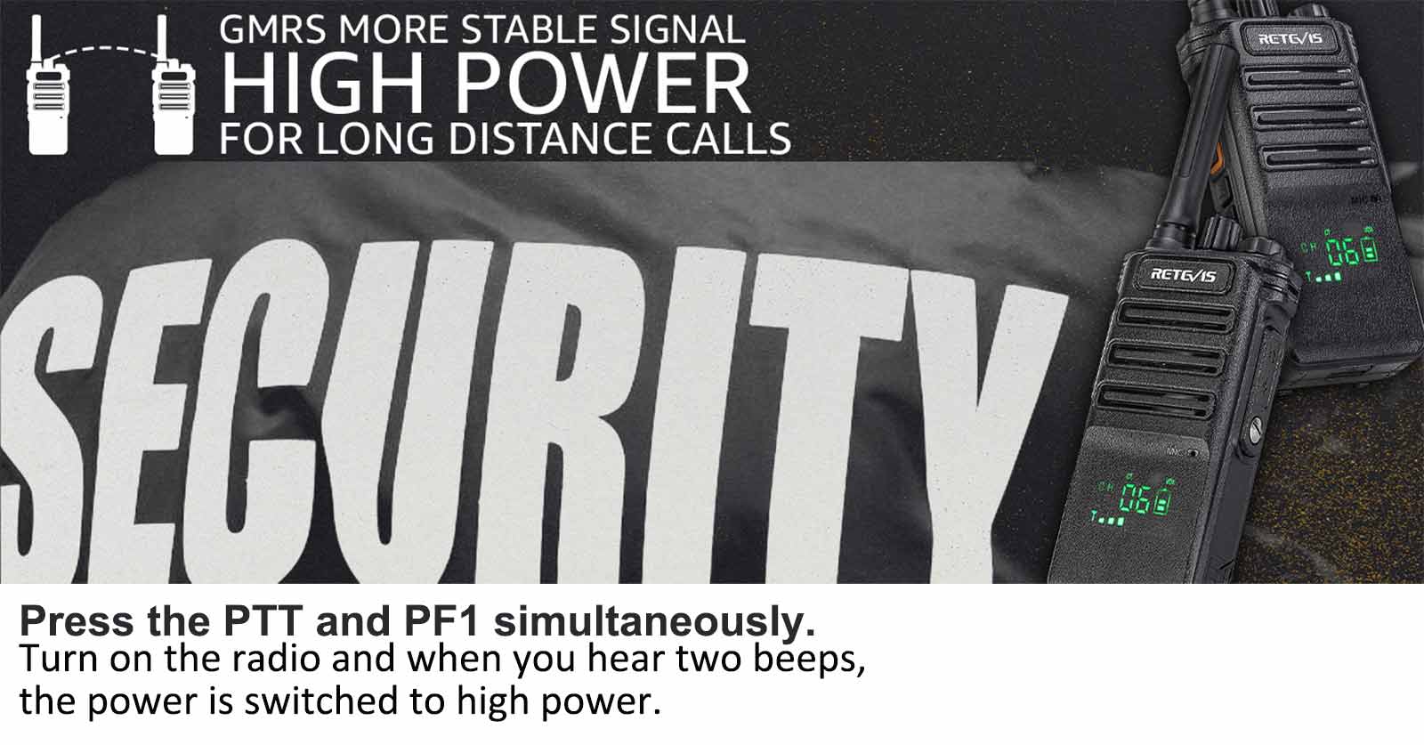 RB89 GMRS Bluetooth Two Way Radio with High Power