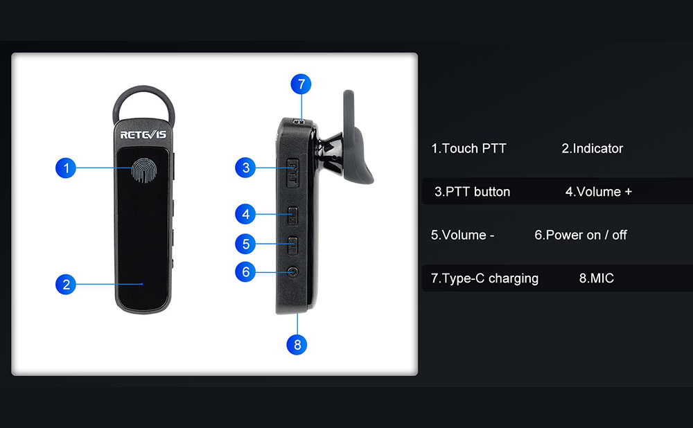 bluetooth for retevis rb89 bluetooth earpiece