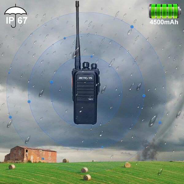 Retevis RB75 IP67 Waterproof Large Battery GMRS Farm Two Way Radio Retevis RB75 IP67 Waterproof Large Battery GMRS Farm Two Way Radio