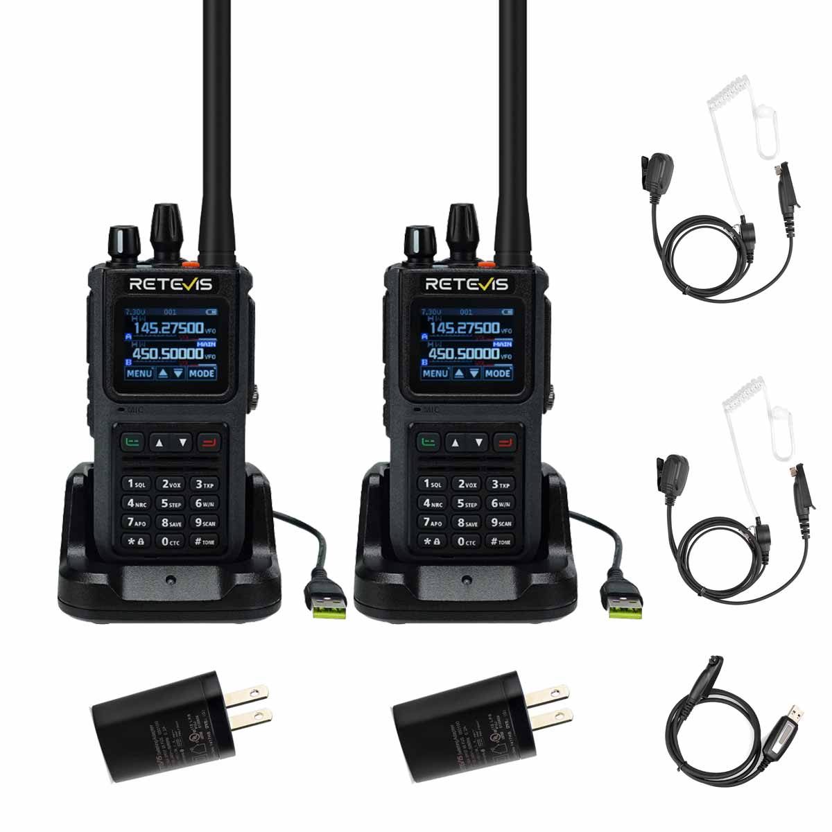C1 5W Noise Reduction One-click pairing UV Radio With air-conducting earphones 2 Pack C1 5W Noise Reduction One-click pairing UV Radio With air-conducting earphones 2 Pack