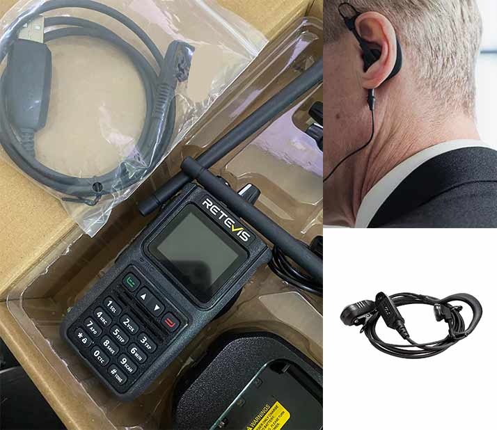 C1 5W Waterproof Noise Cancelling UV Radio With G-Shaped Earphones 5-port charger 5 Pack