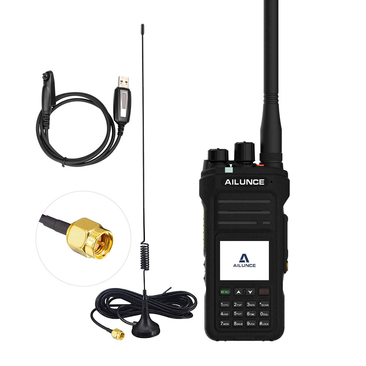 HA1G IP67 Waterproof GMRS Radio with Magnetic Base SMA Antenna