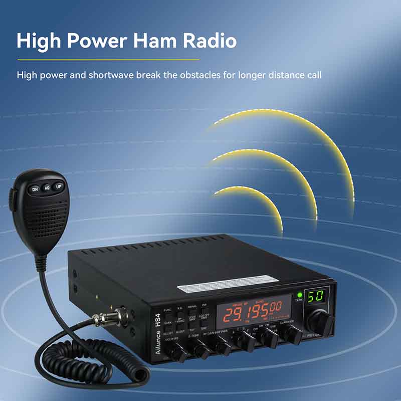 The HS4 10-meter radio supports up to 40 watts of transmit power