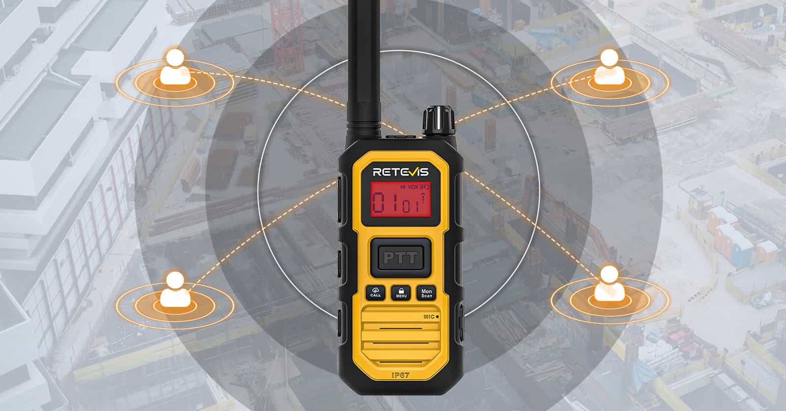 Retevis RB48 Plus IP67 two way radio with one-key group call for work crews