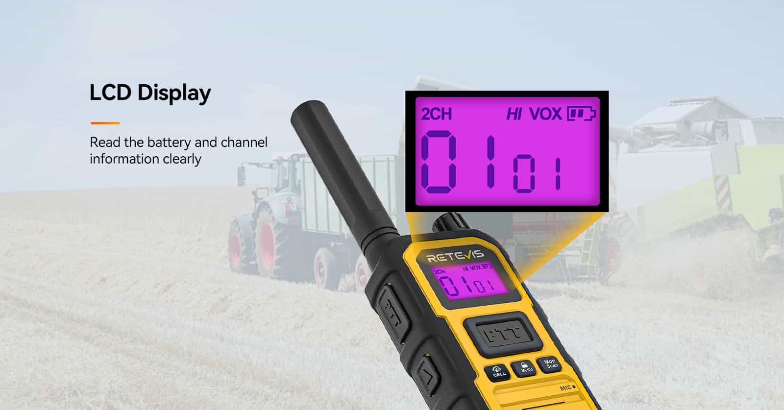 Retevis RB48 Plus GMRS walkie talkie with tri-color backlit LCD display
