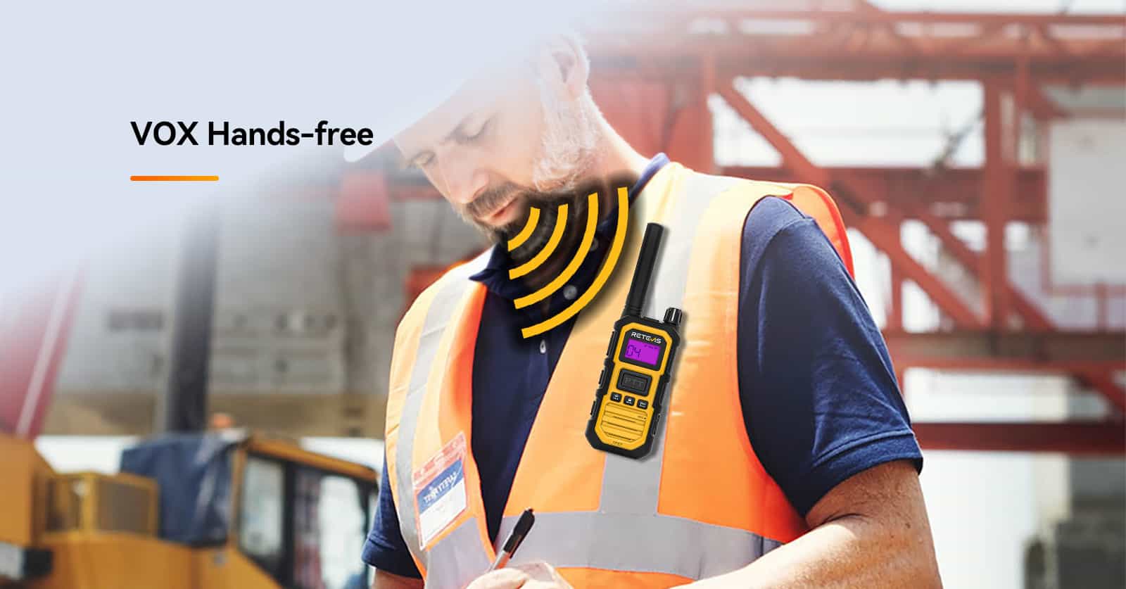 Retevis RB648P VOX hands-free use with HS001 speaker mic on shoulder