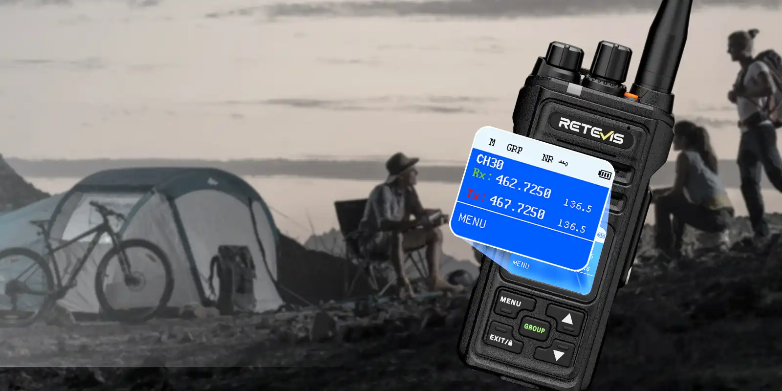 retevis nr30s gmrs radio with display Retevis NR30S GMRS handheld radio with LCD display and front keypad