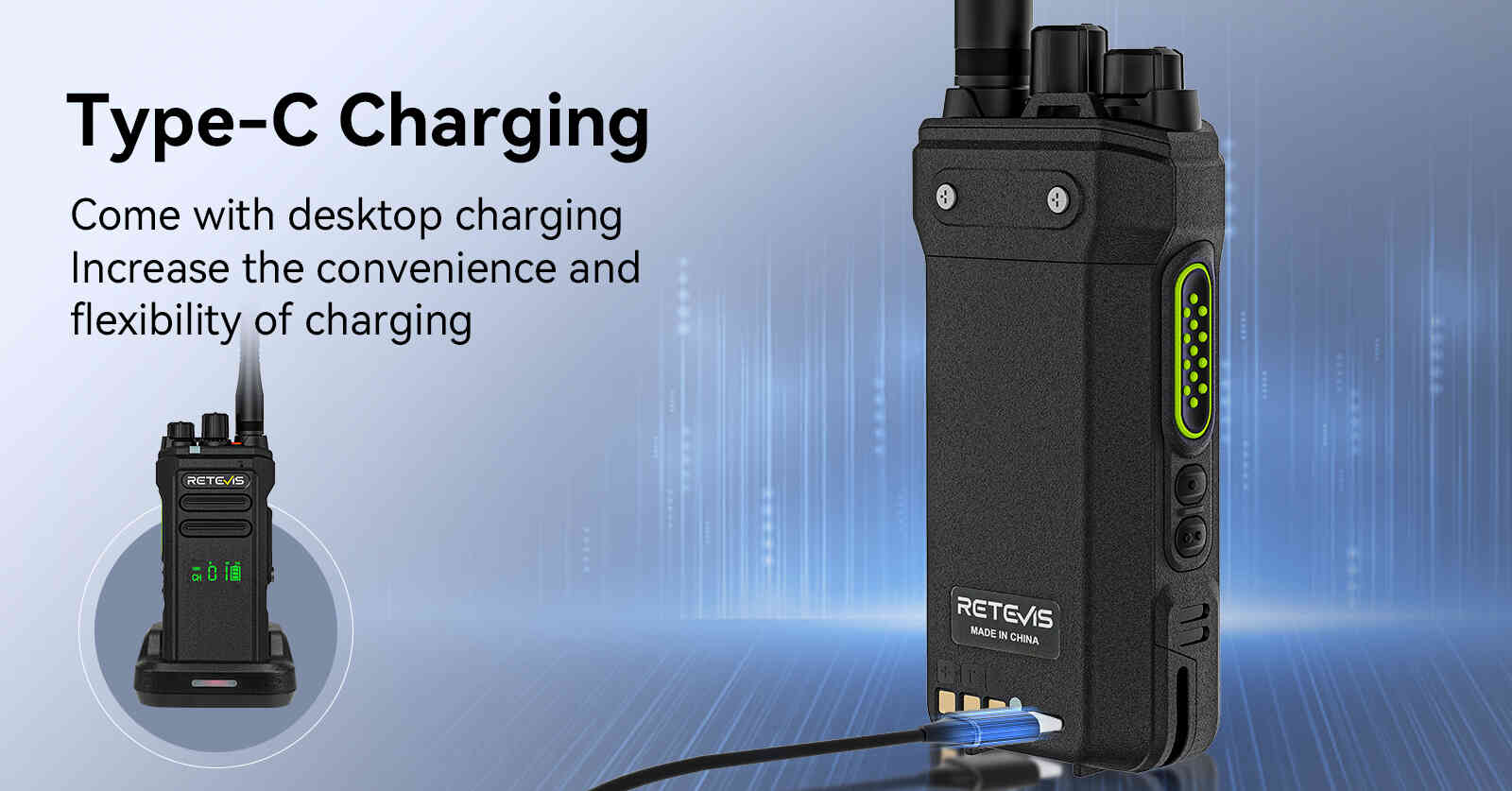 retevis nr30d high power radio with type-c charging