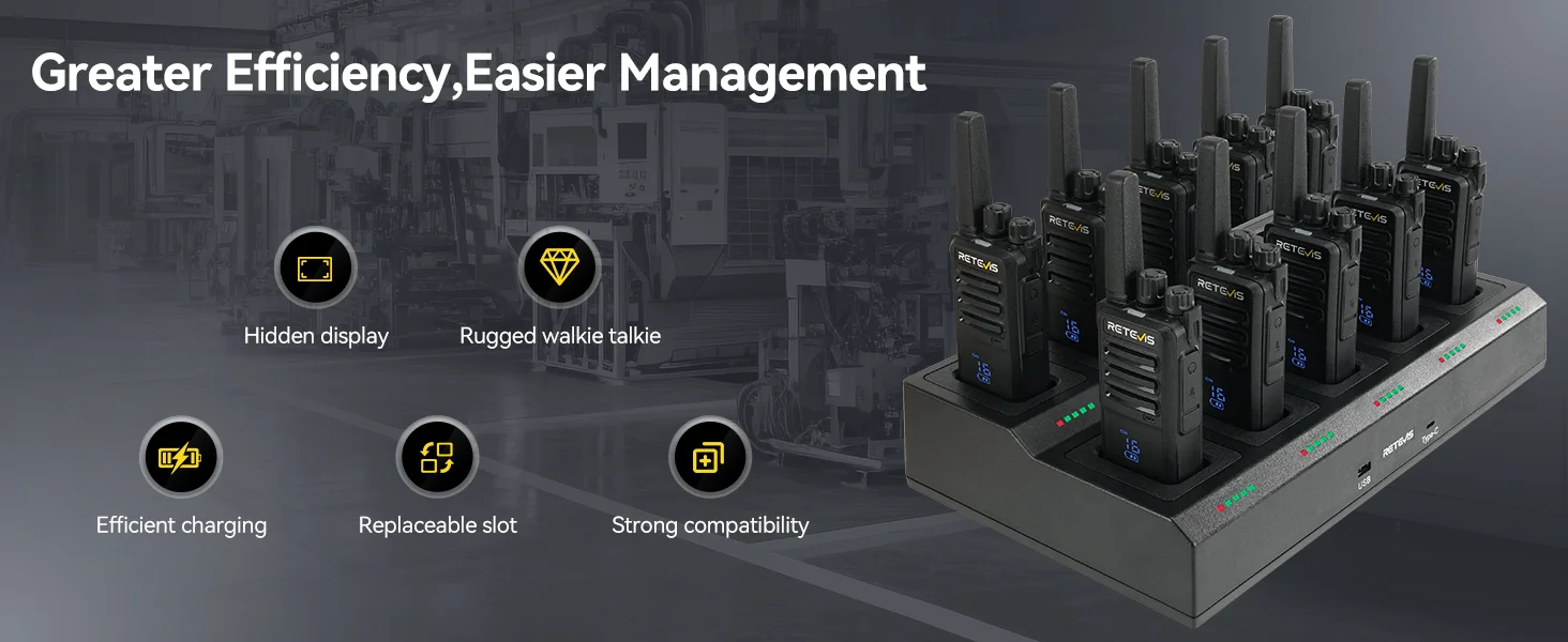 Retevis RT68H Hidden Display Handheld Radio 10PCS with 10-Way Charger