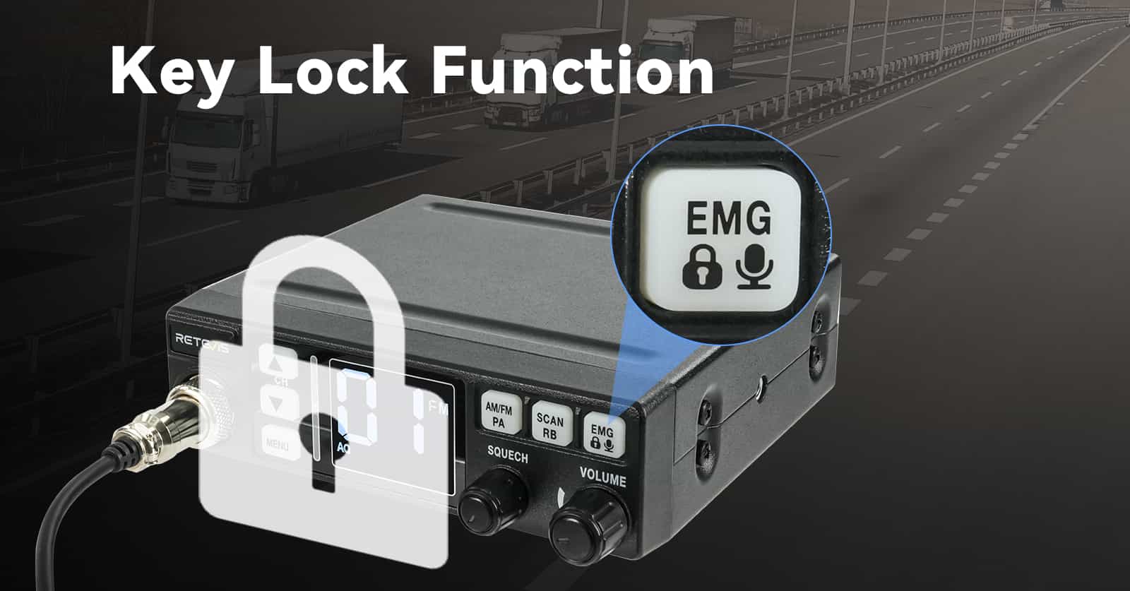 Retevis MB63 CB radio key lock function