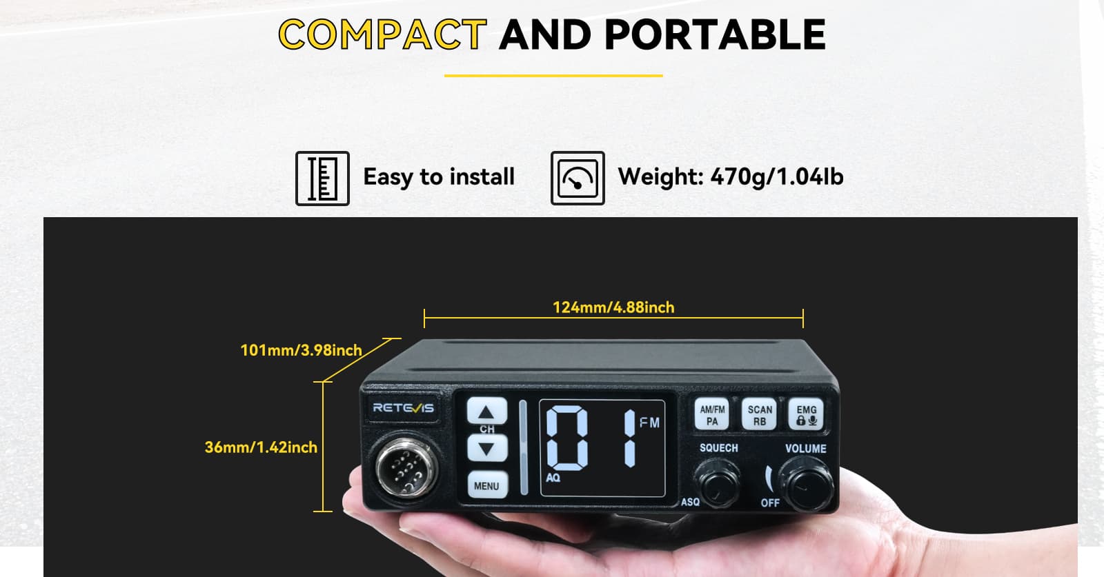 Retevis MB63 CB RADIO compact and portable