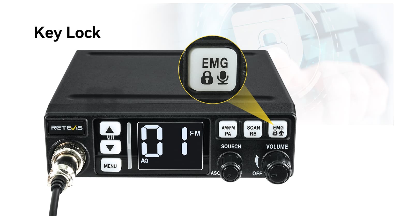 retevis mb63 cb radio key lock function