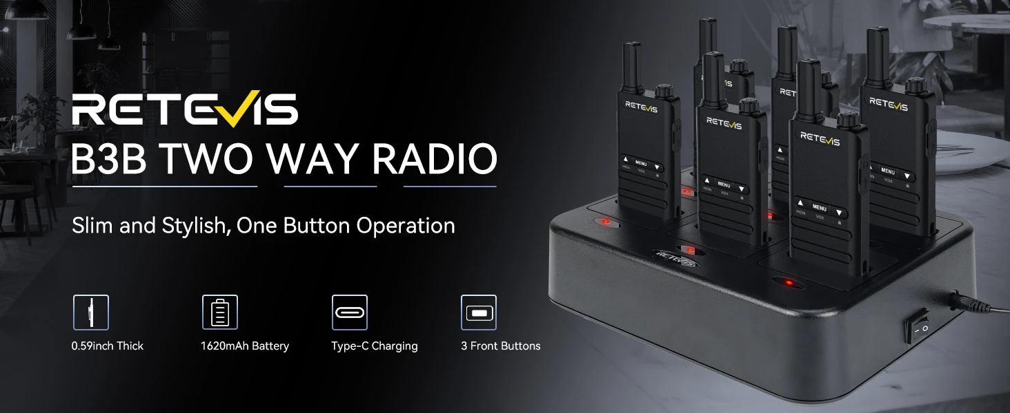 Retevis B3B portable handheld radio 6 pcs with 6 way charger