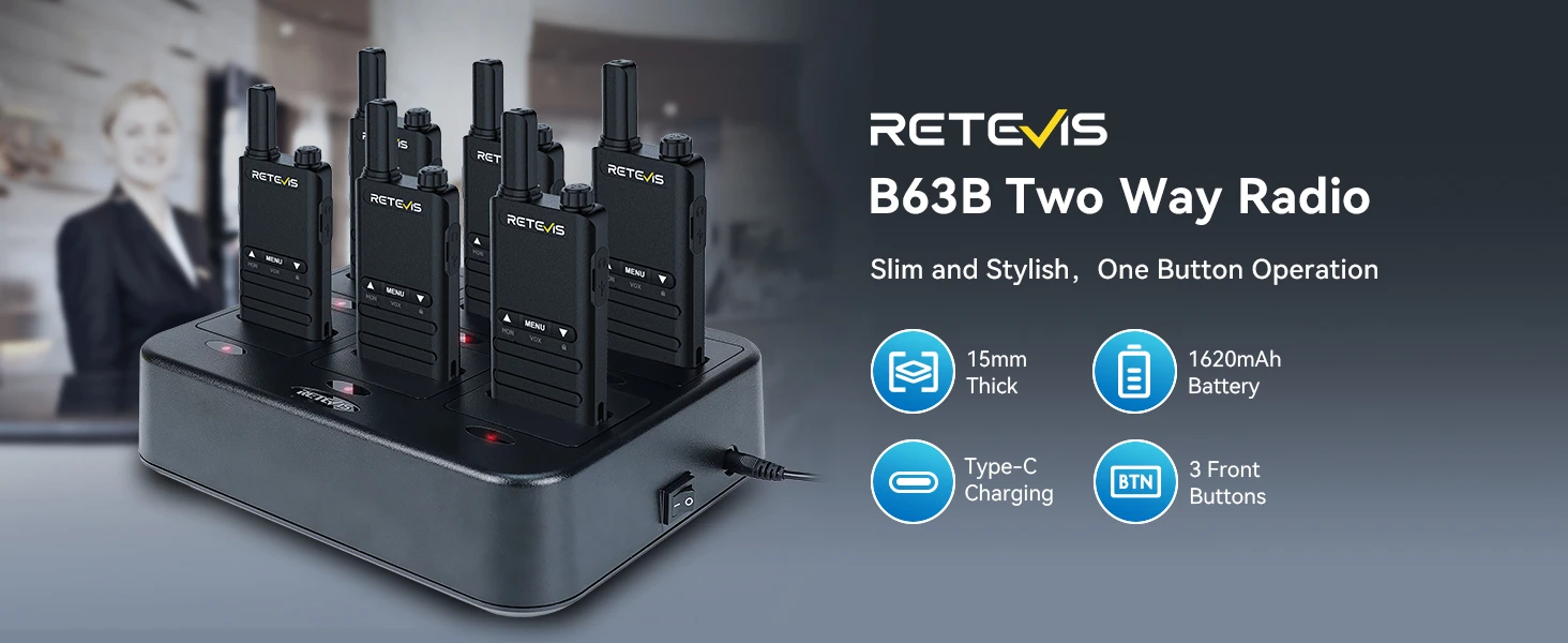 Retevis B63B Portable PMR446 Radio 6 PCS with 6 Way Charger Retevis B63B Portable PMR446 Radio 6 PCS with 6 Way Charger