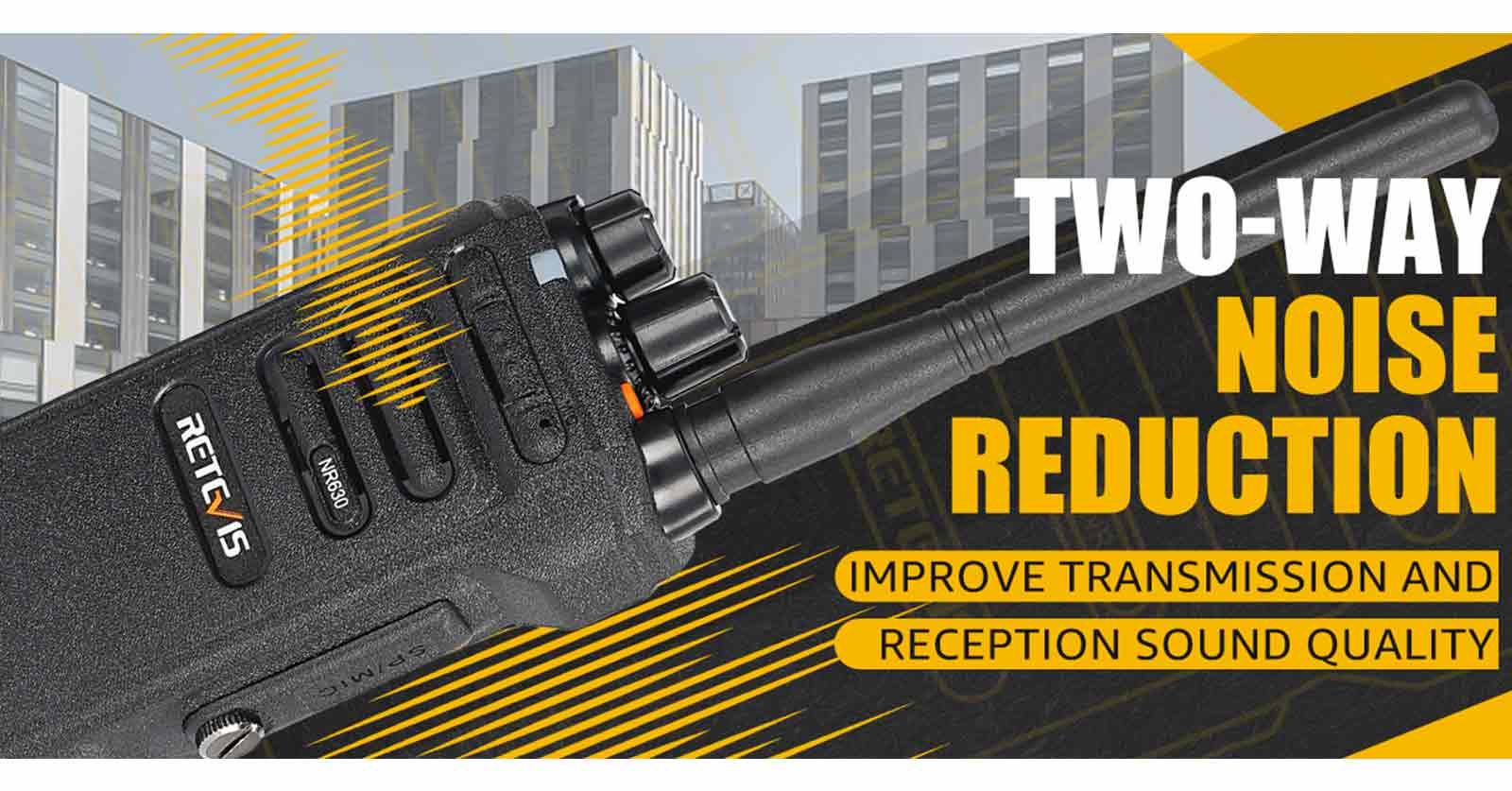 long range two way radio with noise reduction