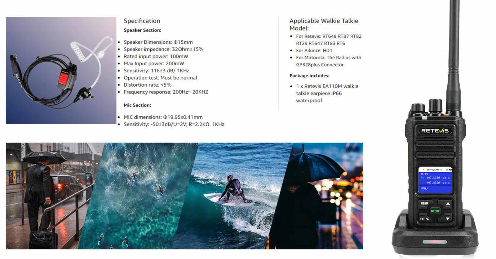 waterproof earpiece for nr30s waterproof earpiece for nr30s