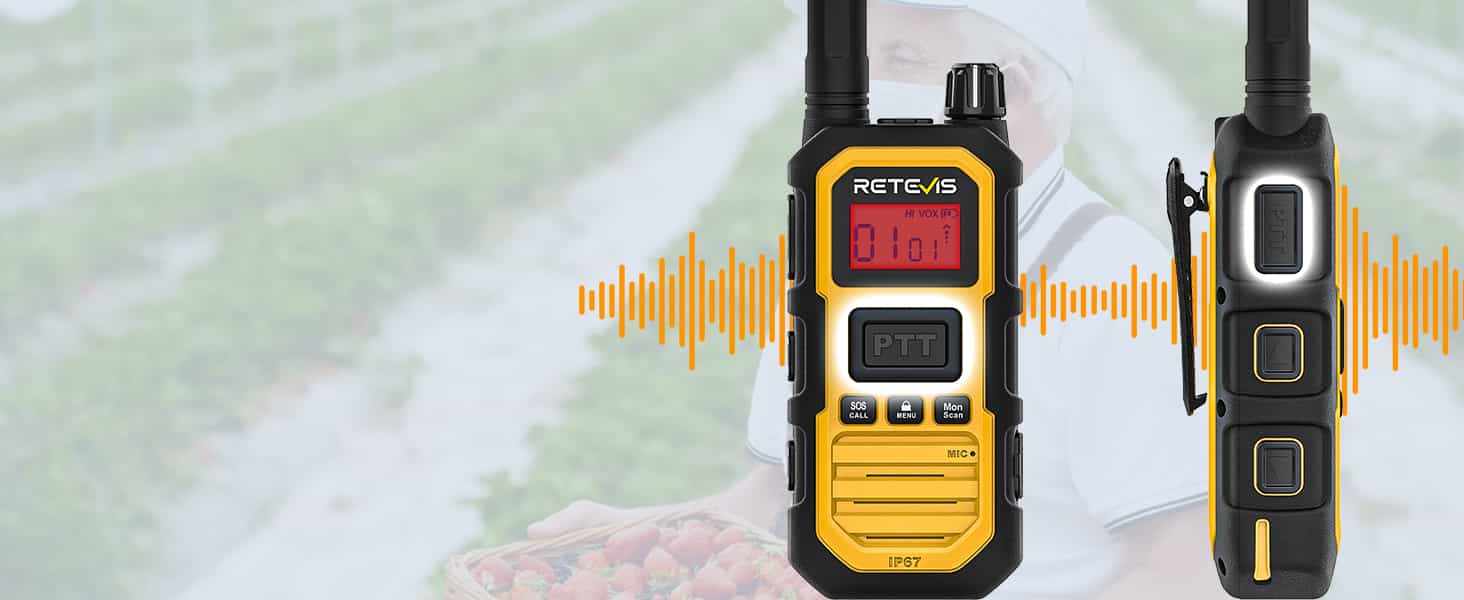 Retevis RB648P dual PTT buttons for gloved hands on construction sites
