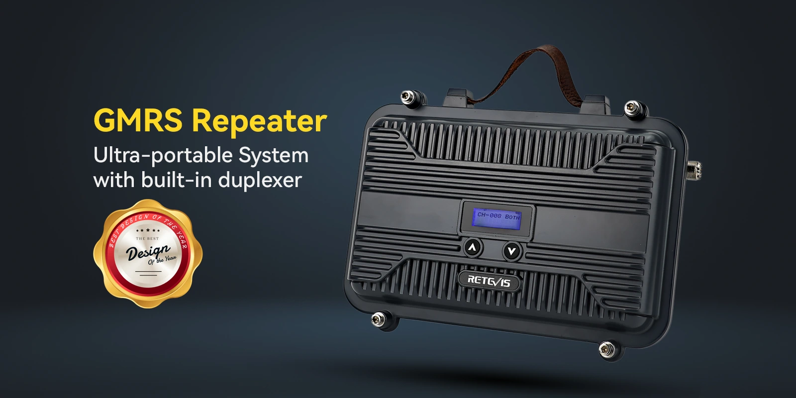 Retevis RT97S 5W portable GMRS repeater with built-in duplexer and LCD display