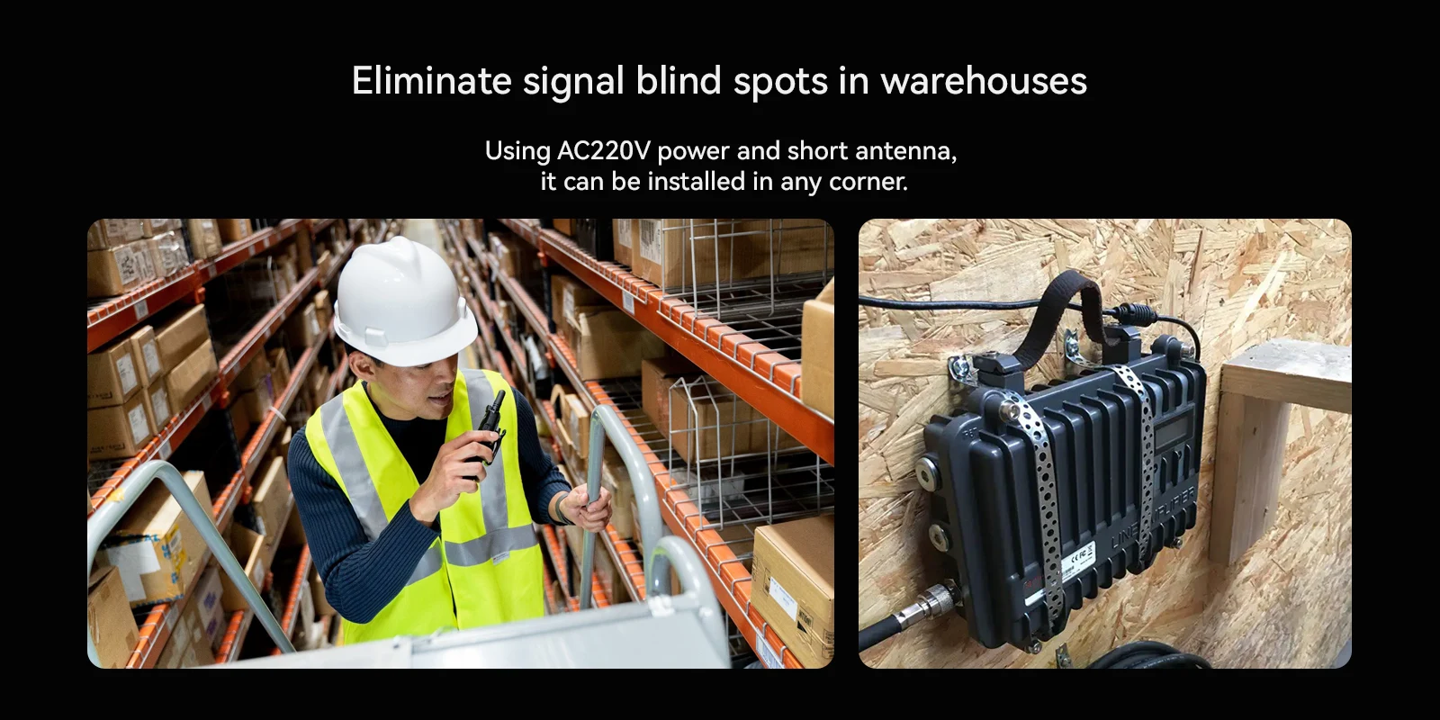 Retevis RT97S GMRS repeater eliminating signal blind spots in warehouses
