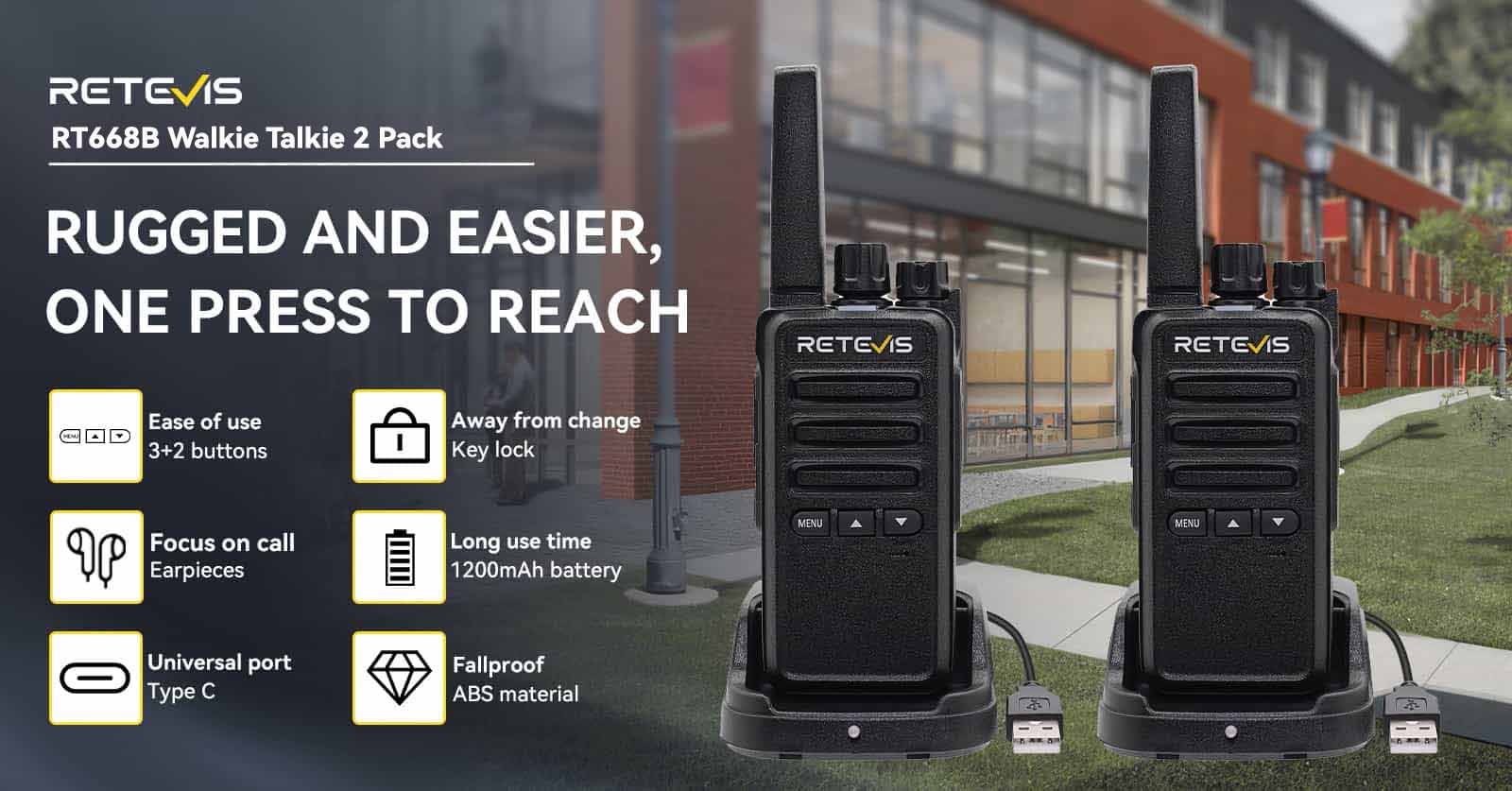 Retevis RT668B PMR446 License Free Two Way Radio