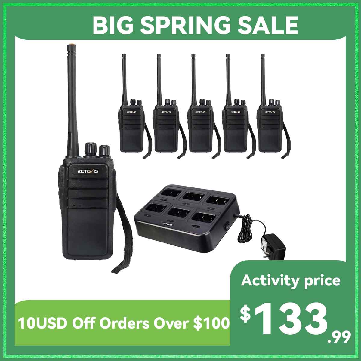Walkie Talkie Retevis RT21H Per Adulti – Licenza-free, IP54, Ricarica Type-C, Allarme Emergenza, 2 Pezzi Nero