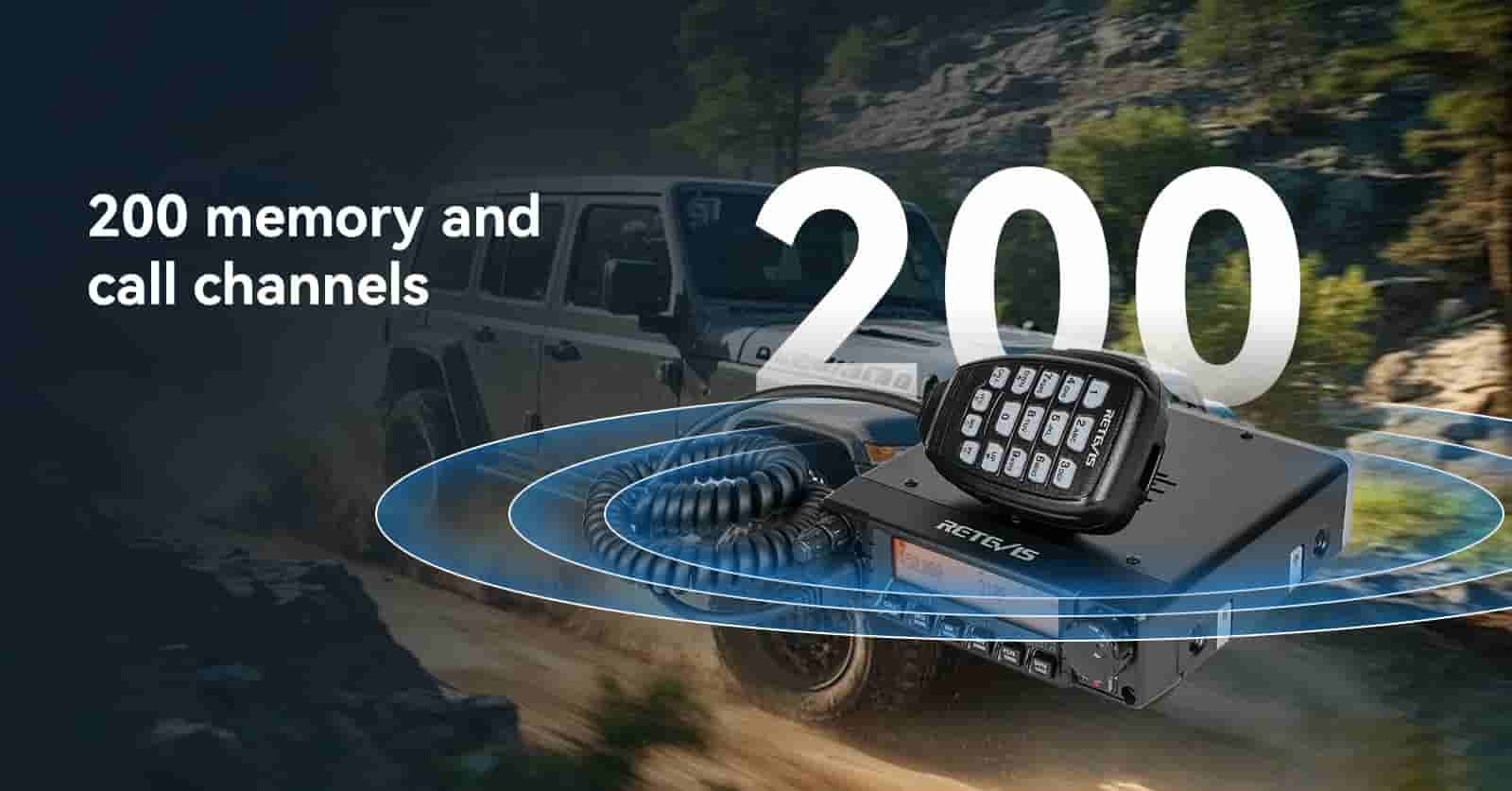 Retevis RA87 comes with 200 channels for GMRS channels and Repeater channels