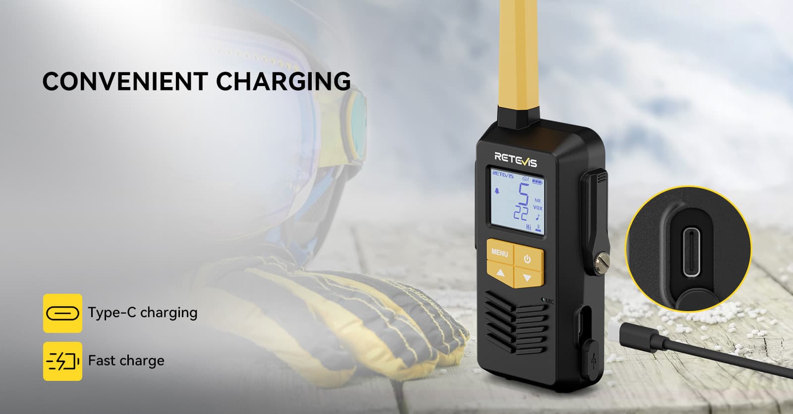 EZTalk 2S GMRS walkie-talkie features quick and easy charging EZTalk 2S GMRS walkie-talkie features quick and easy charging