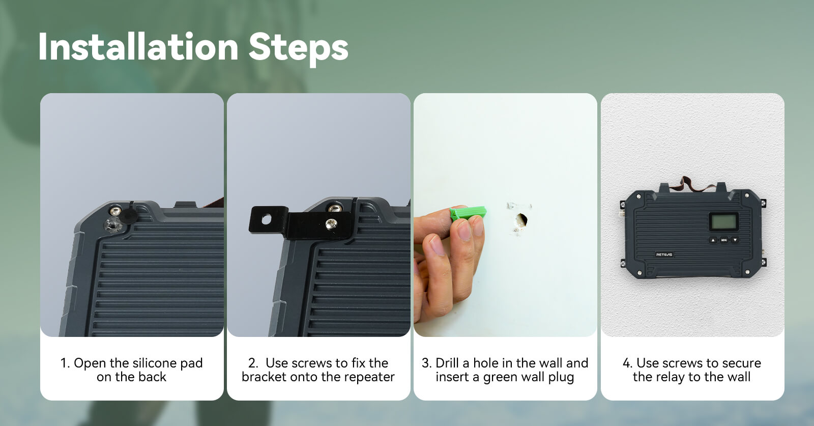 Retevis RT97LD Wall Mount Installation Steps with Bracket and Screws