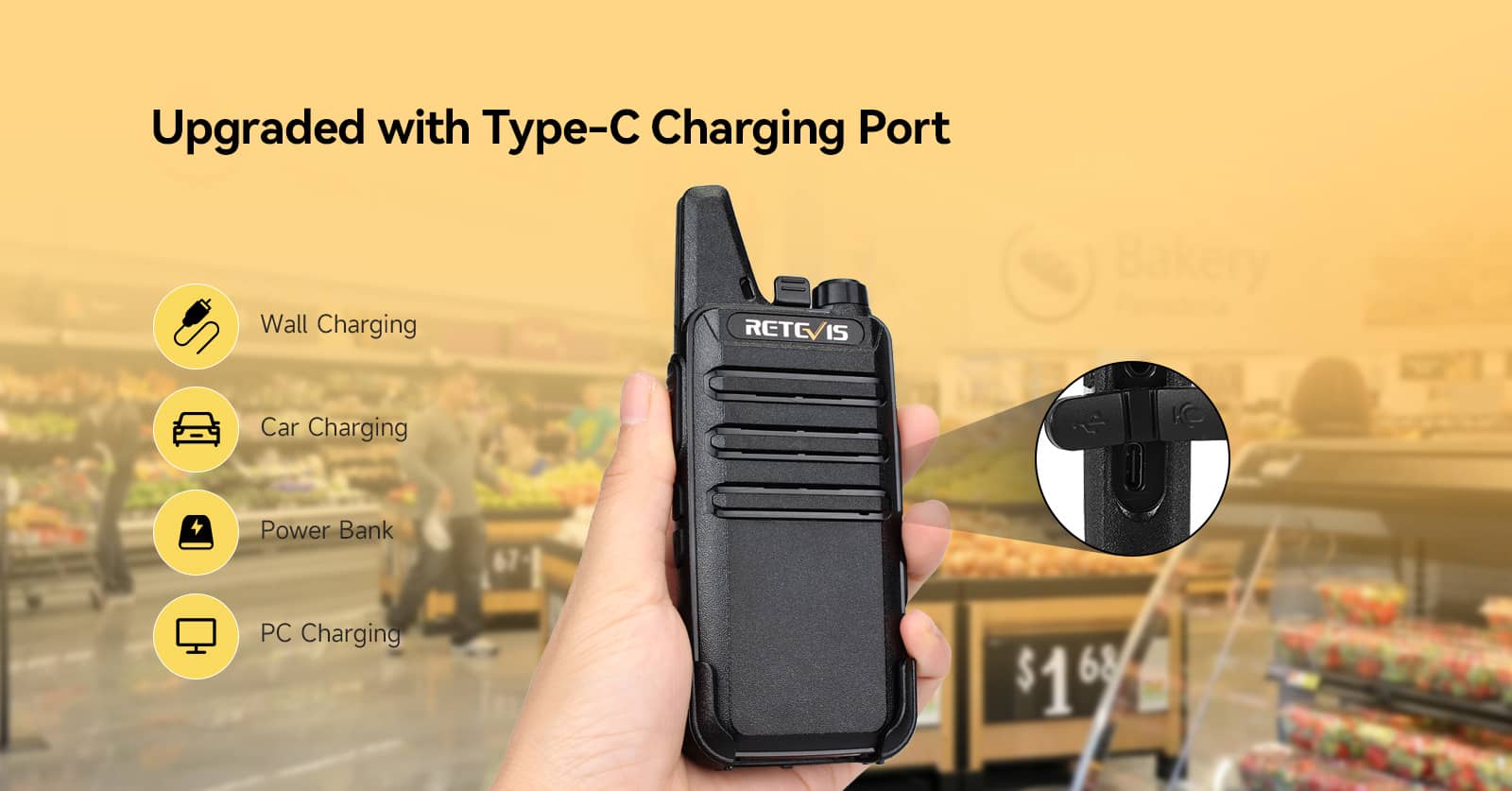 Retevis RT22 is upgrade with Type-C charging port