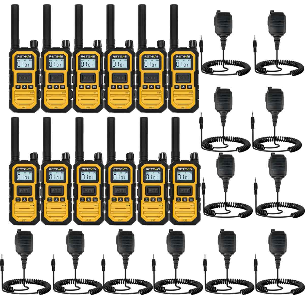 Rb48p industry grade walkie talkie with mic bundle 12 units