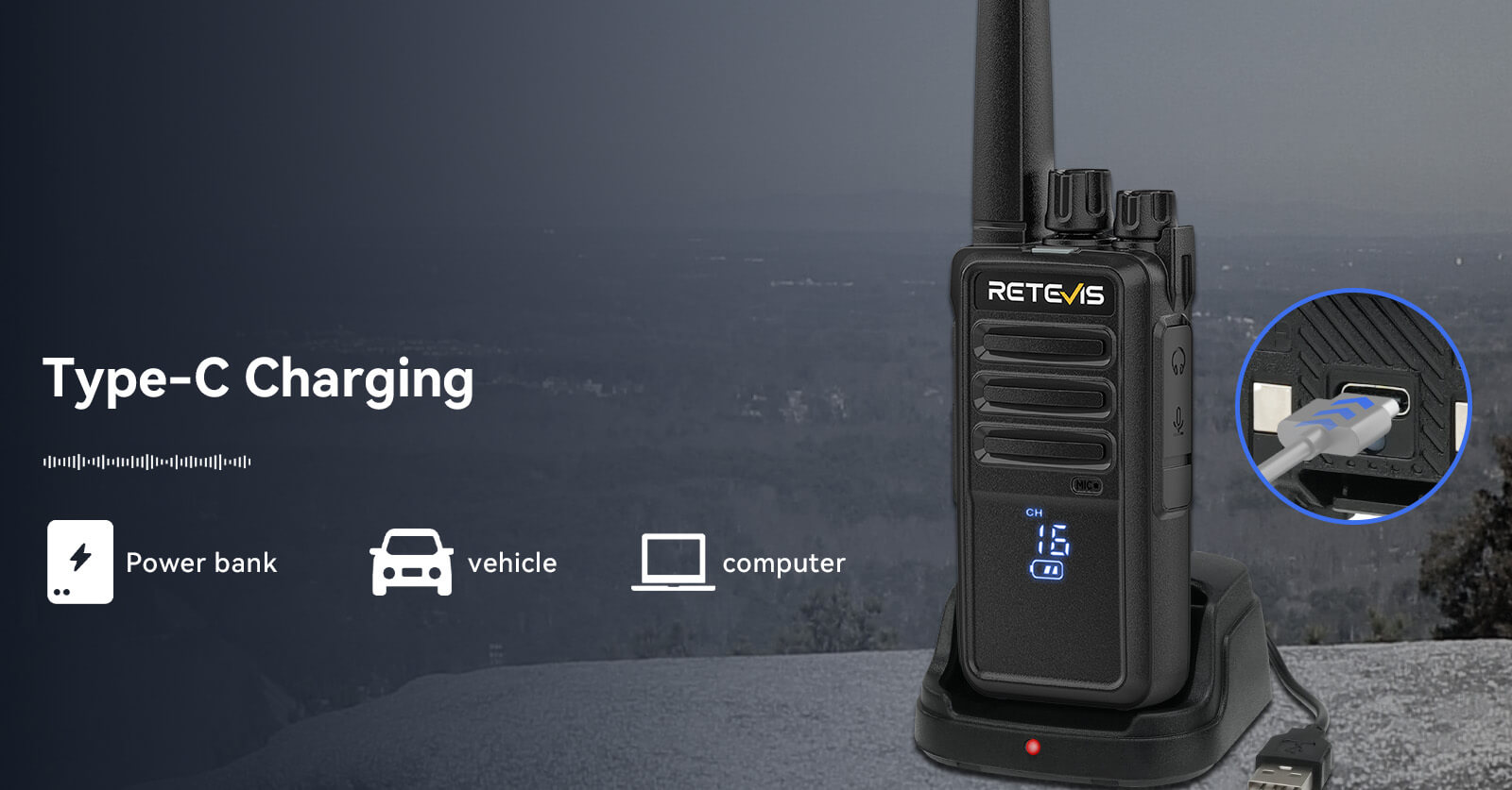 	RT68H FRS two way radios with charging dock for restaurant staff