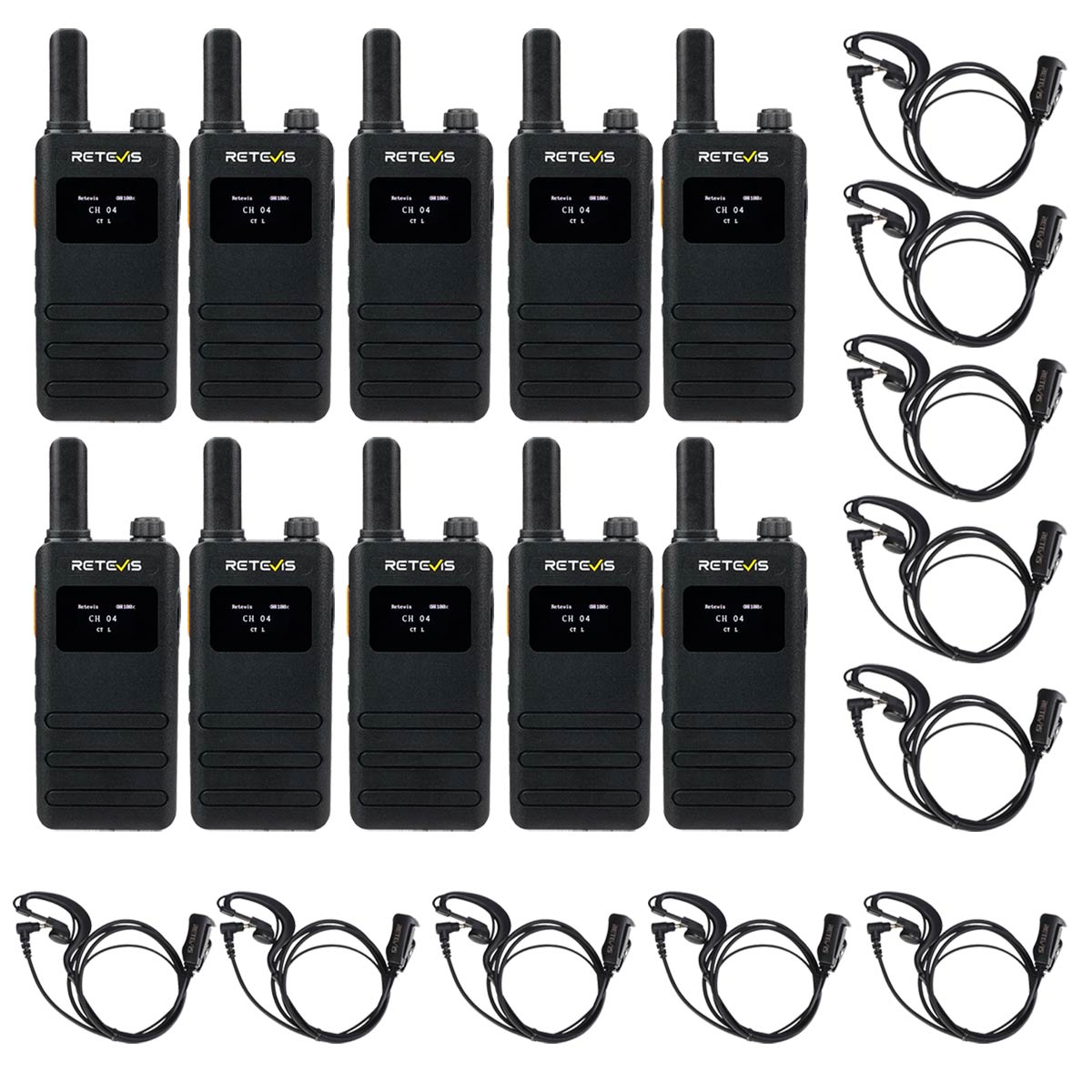 B3S FRS walkie talkie with earpiece 10-pack