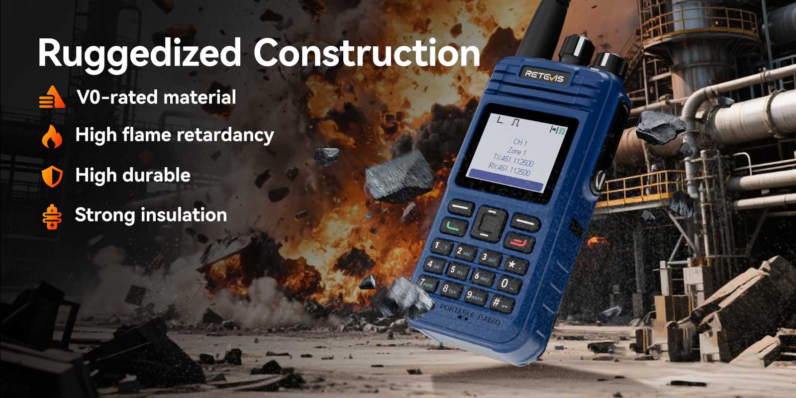 Retevis E2 intrinsically safe explosion-proof two-way radio rugged and durable