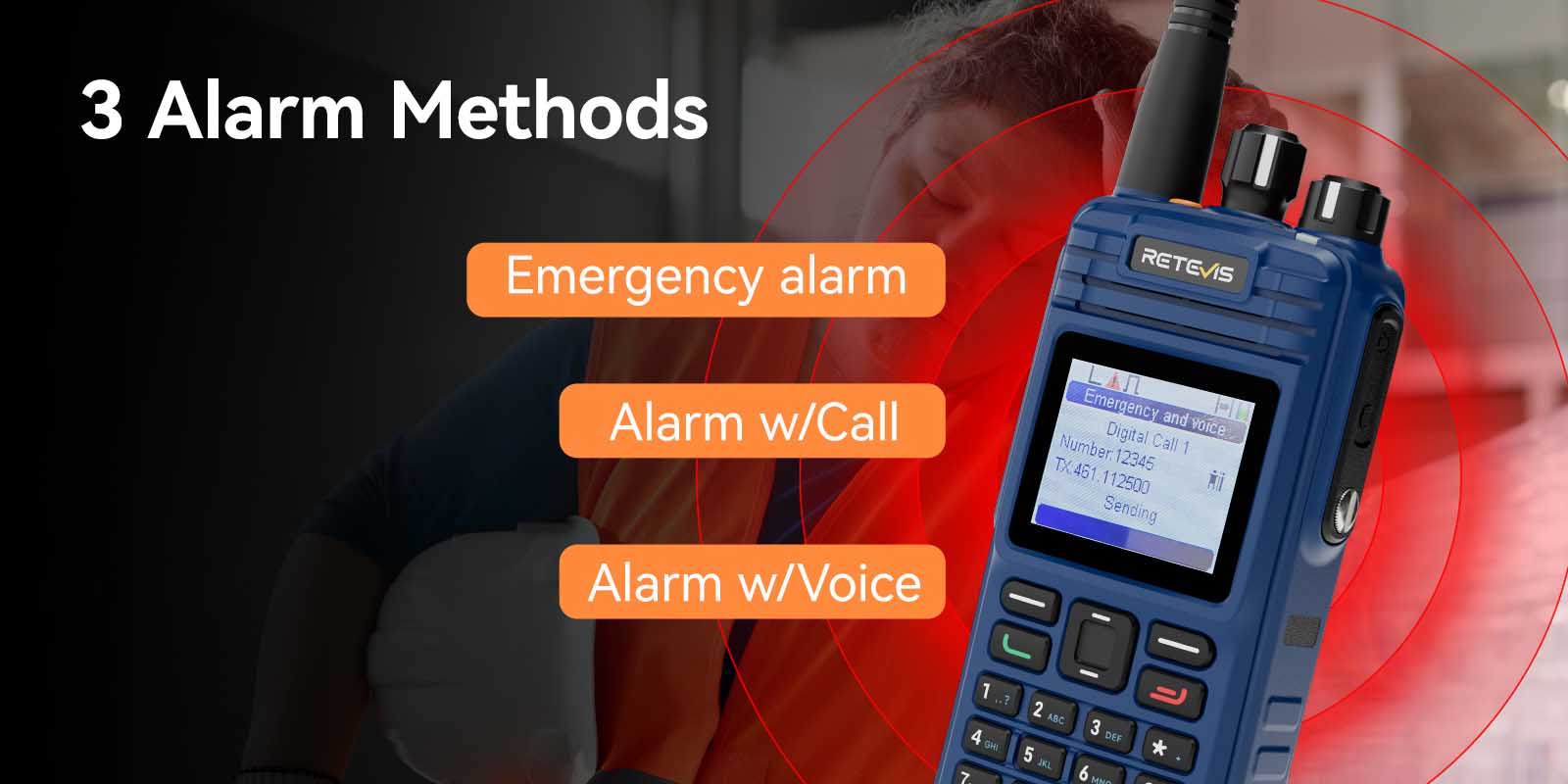 Retevis E2 intrinsically safe radio 3-alarm methods